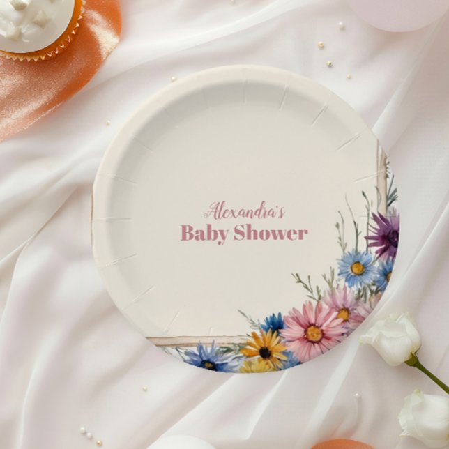 Blush Pink Floral Baby in Bloom Pappteller (Von Creator hochgeladen)