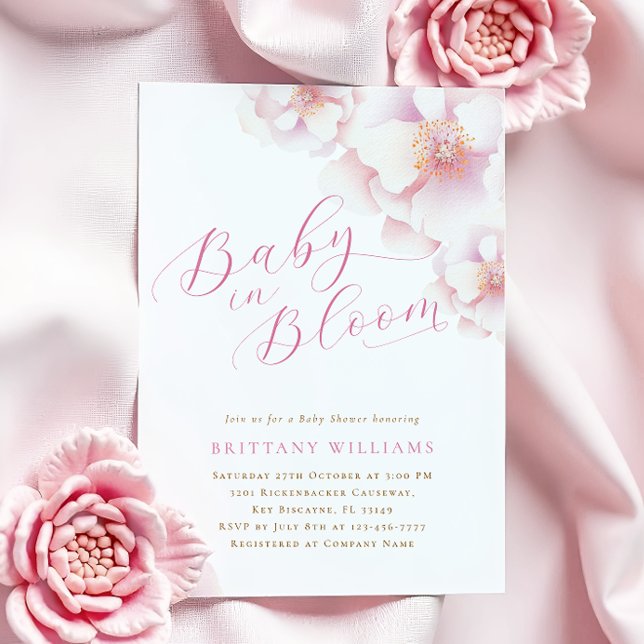 Blush Pink Floral Baby in Blütendusche Einladung (Von Creator hochgeladen)