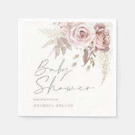 Blush Pink Floral Beautiful Baby Shower Serviette