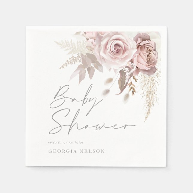 Blush Pink Floral Beautiful Baby Shower Serviette (Vorderseite)