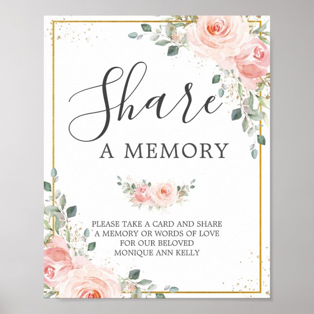 Blush Pink Floral Beerdigung gemeinsame Gedächtnis Poster (Vorne)