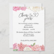 Blush pink floral birthdayEinladung