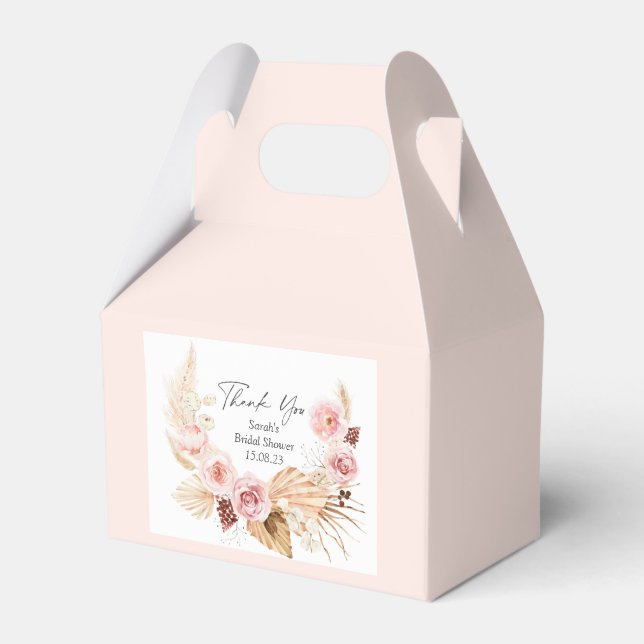 Blush Pink Floral Boho Pampas Gras Hochzeit Geschenkschachtel (Vorderseite)