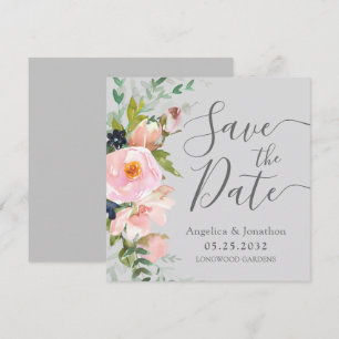 Blush Pink Floral Bouquet Grau Save the Date