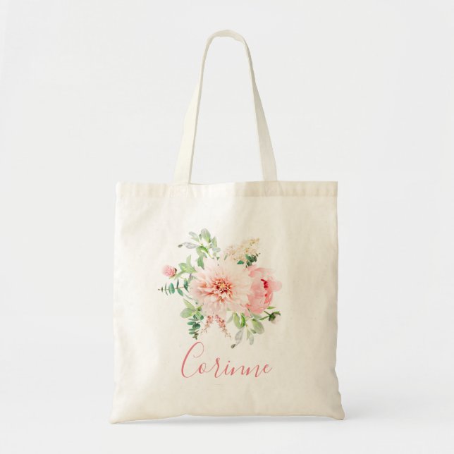 Blush Pink Floral Bouquet Tragetasche (Vorne)