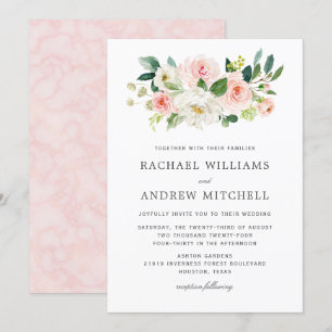 Blush Pink Floral Bouquet Wedding Einladung