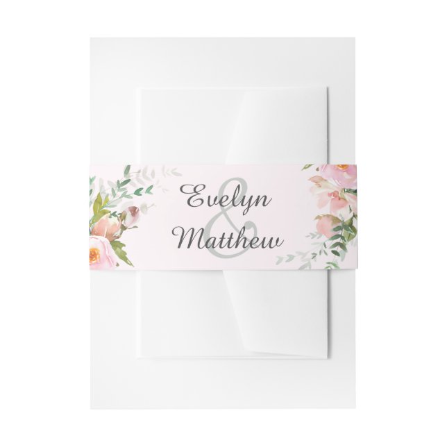 Blush Pink Floral Bouquet Wedding Einladungsbanderole (Vorderseite Beispiel)