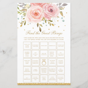 Blush Pink Floral Bridal Finden Sie das Bingo Game
