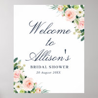 blush pink floral bridal shower welcome sign