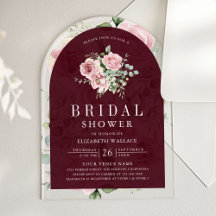 Blush Pink Floral Burgundy Bridal Shower