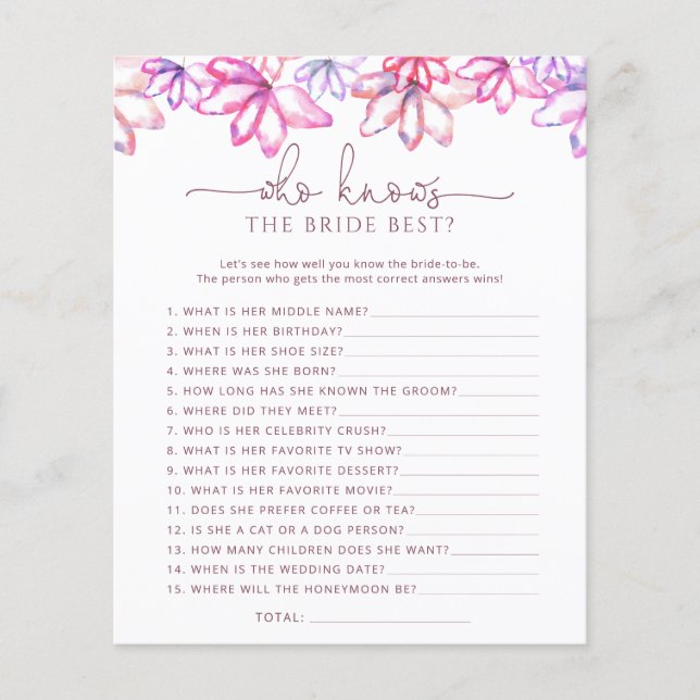 Blush Pink Floral, der das beste Spiel der Braut k (Vorderseite)