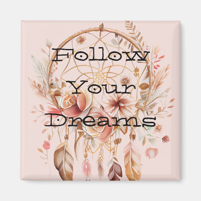 Blush Pink Floral Dream Catcher Magnet (Vorne)
