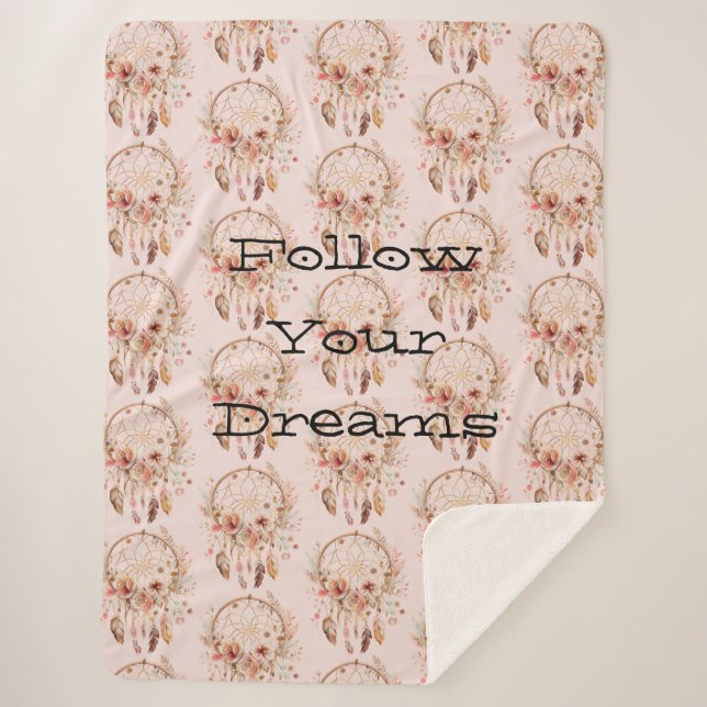 Blush Pink Floral Dream Catcher Sherpadecke (Vorderseite)
