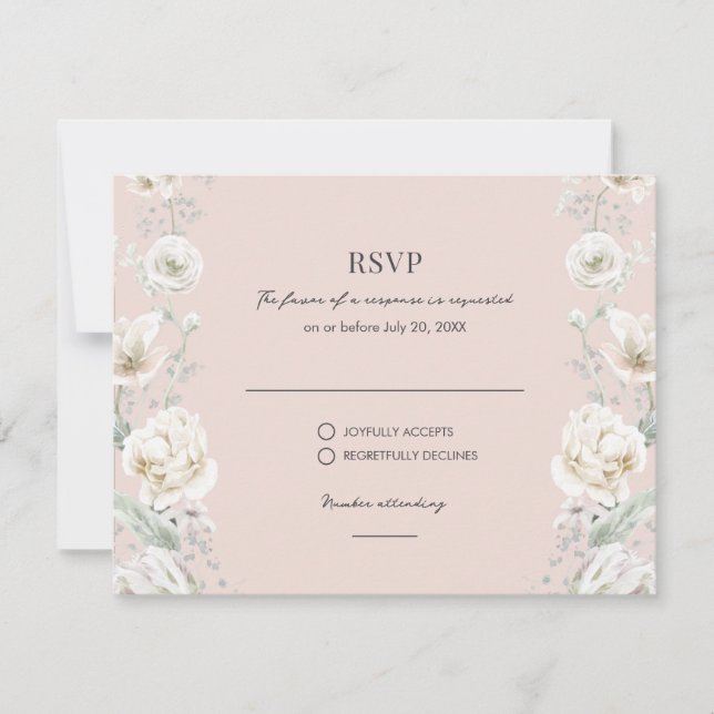Blush Pink Floral Dream Wedding RSVP (Vorderseite)