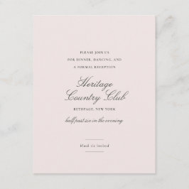 Blush Pink Floral Eleganter Hochzeitsstil Empfang Begleitkarte