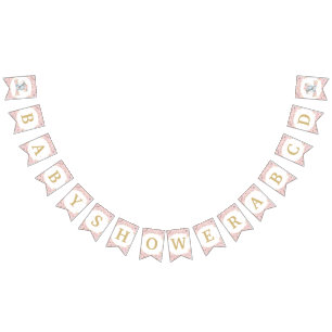 Blush Pink Floral Elephant Baby Dusche Geburtstag Wimpelkette