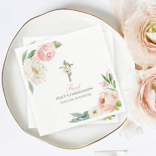 Blush Pink Floral Erste Heilige Kommune Serviette