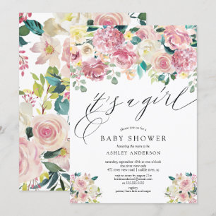 Blush Pink Floral Es ist eine Girl Baby Dusche Einladung