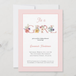 Blush Pink Floral Es ist eine Girl Baby Dusche Einladung