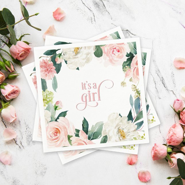 Blush Pink Floral Es ist eine Girl Baby Dusche Serviette (Von Creator hochgeladen)