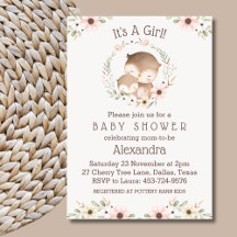 Blush Pink Floral Es ist eine Girl Owl Babydusche