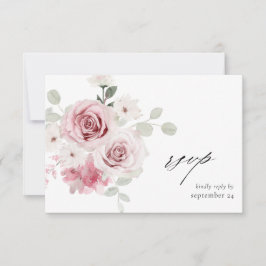 Blush Pink Floral & Eukalyptus w Mahlzeit UAWG 2 RSVP Karte
