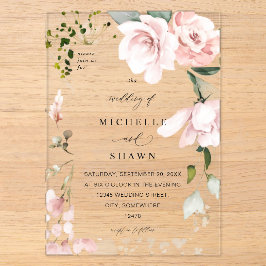 Blush Pink Floral & Eukalyptus Wedding 2B Acryleinladungen