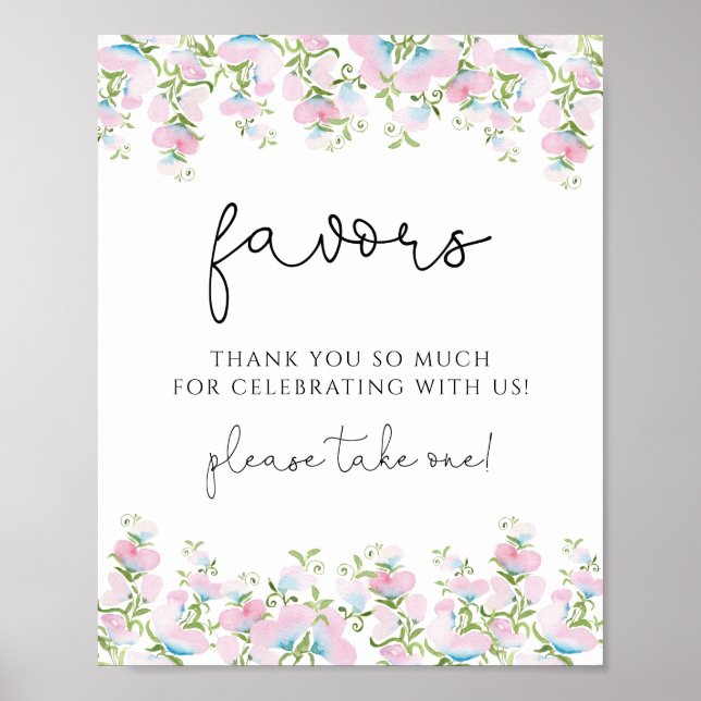 Blush Pink Floral Favoriten Zeichen Poster (Vorne)