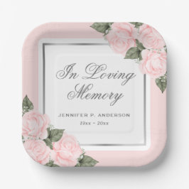 Blush Pink Floral Gedenkfeier Pappteller