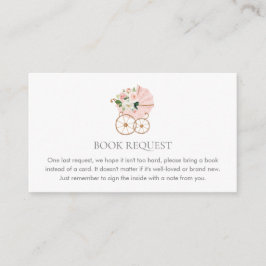 Blush Pink Floral Girl Babydusche Buchanfrage Begleitkarte