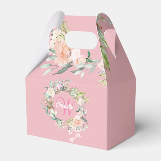 Blush Pink Floral Girl Monogram Geschenkschachtel (Vorderseite)