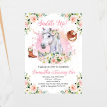 Blush Pink Floral Girl Pferd Geburtstagsparty