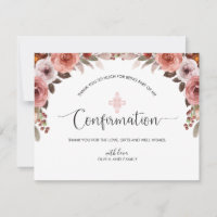Blush Pink Floral Girl's Confirmation Danke