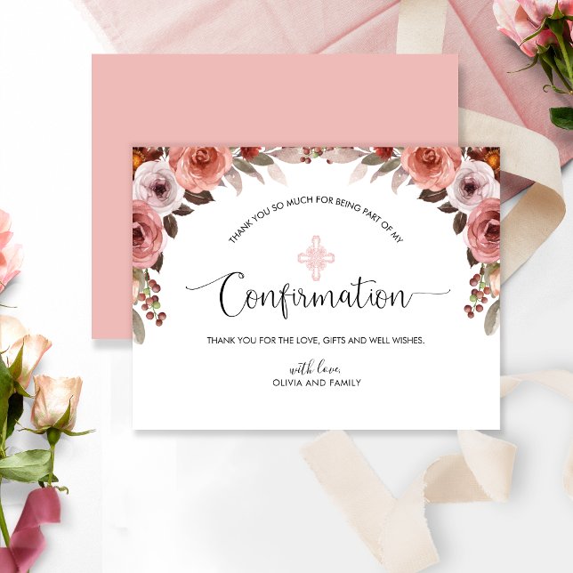 Blush Pink Floral Girl's Confirmation Danke (Von Creator hochgeladen)