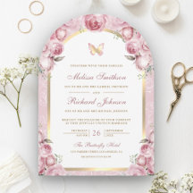 Blush Pink Floral Gold Arch Butterfly Hochzeit