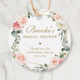 Blush Pink Floral Gold Brautparty Danke Fan Geschenkanhänger