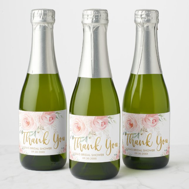 Blush Pink Floral Gold Bridal Baby Dusche Geburtst (Flaschen)