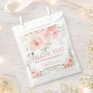 Blush Pink Floral Gold Bridal Baby Dusche Geburtst Geschenktütchen