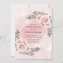 Blush Pink Floral Gold Crystal Geometric Wedding