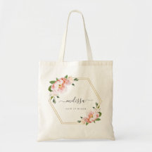 Blush Pink Floral Gold Geometric Maid of Honor