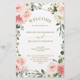 Blush Pink Floral Gold Geometric Wedric Program