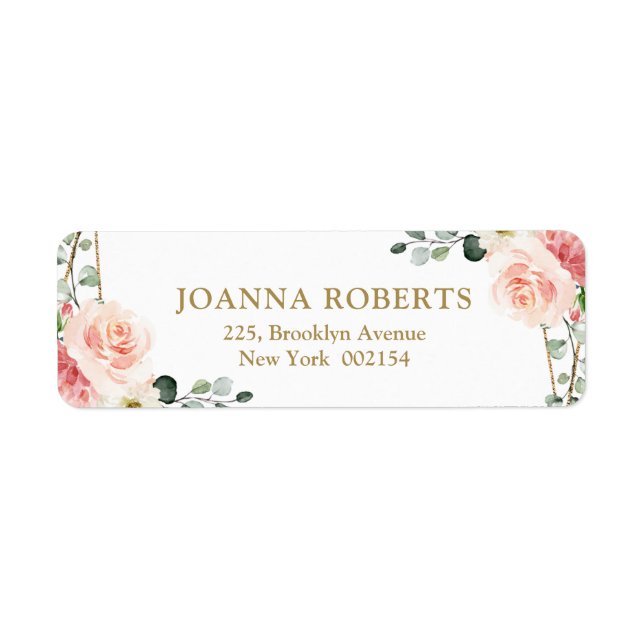 Blush Pink Floral Gold Geometrische botanische Hoc (Vorne)
