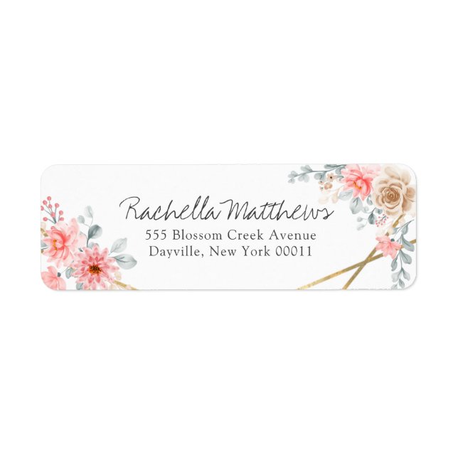 Blush Pink Floral Gold Geometrische botanische Hoc (Vorne)