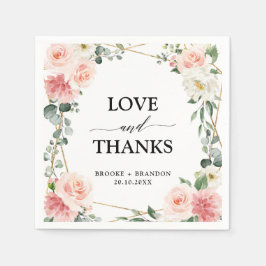 Blush Pink Floral Gold Geometrische botanische Hoc Serviette