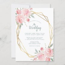 Blush Pink Floral Gold geometrische Rahmen Hochzei