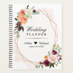 Blush Pink Floral Gold geometrische Rahmen Hochzei Planer