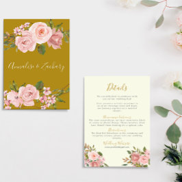Blush Pink Floral Gold Hochzeitskarte Begleitkarte