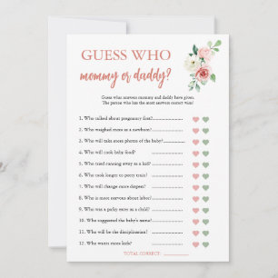 Blush Pink Floral Guess Who Baby Shooting Game Car Einladung