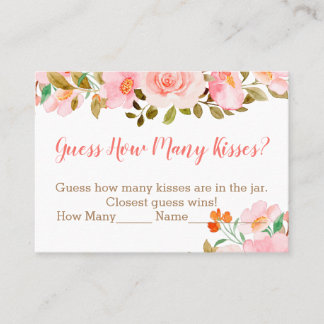 Blush Pink Floral Guess Wie viele Kisses Game Platzkarte