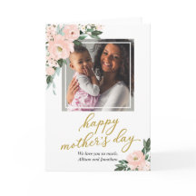 Blush Pink Floral Happy Mütter Tag Foto-Karte